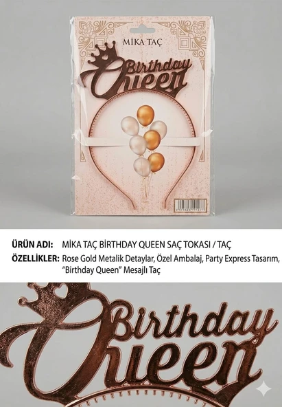 Mika Taç Birtday Queen - Rose Gold ürün görseli 1