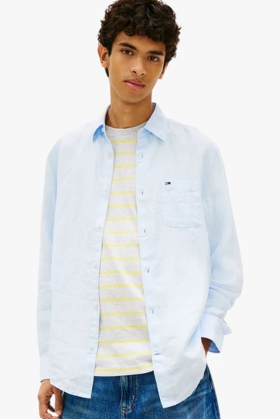 Tommy Hilfiger   TJM REG LINEN SHIRT Erkek Mavi Gömlek - DM0DM22760 ürün görseli 1
