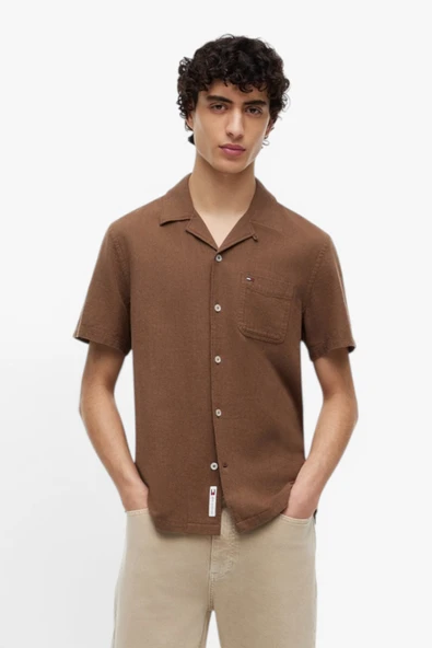 Tommy Hilfiger   TJM REG LINEN BLEND CAMP SS EXT Erkek Kahverengi KK Gömlek - DM0DM23058 ürün görseli 1