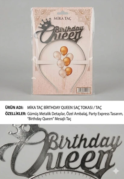 Mika Taç Birtday Queen - Gümüş ürün görseli 1