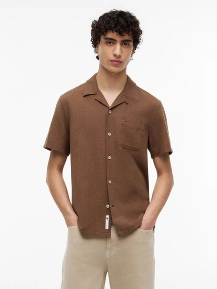Tommy Hilfiger   TJM REG LINEN BLEND CAMP SS EXT Erkek Kahverengi KK Gömlek - DM0DM23058 ürün görseli 1