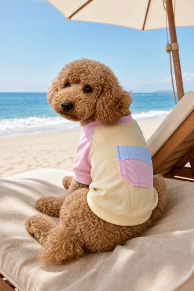 Soft Sun Köpek Tişörtü | Cepli Şeker Renkli Yazlık Köpek Kıyafeti | Küçük Irklar İçin ürün görseli 1