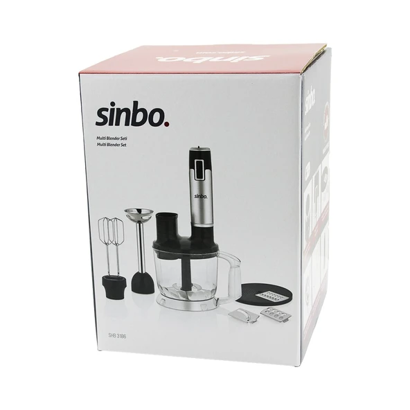 TURBO MULTİ BLENDER SETİ DOĞRAYICI- MİKSER- BLENDER RENDE DİLİM DİSKLERİ 300W 2LT HAZNE SHB-3186 (5224) ürün görseli 1