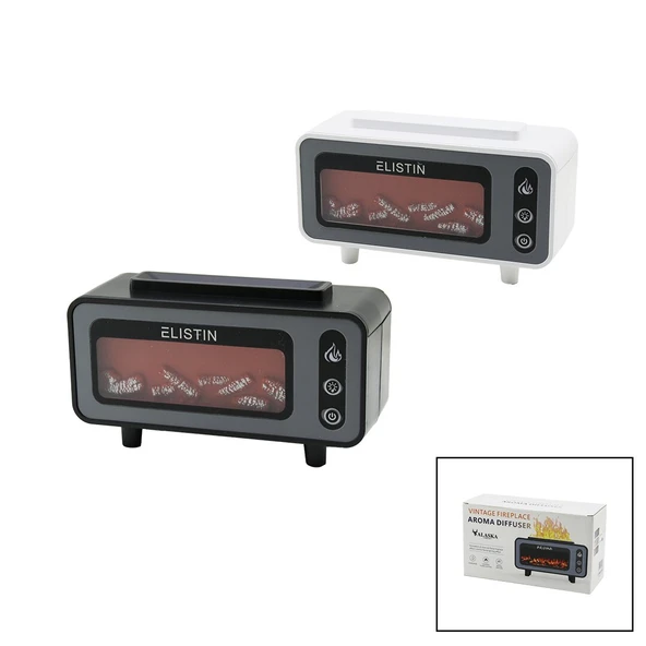 MİNİ ŞÖMİNE 200ML USB ŞARJLI - IŞIKLI HAVA NEMLENDİRİCİ BUHAR MAKİNE - KOKU GİDERİCİ 4.5W (5224) ürün görseli 1