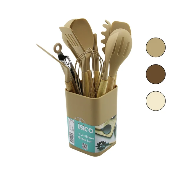 11PCS+KOVA SİLİKON MUTFAK SETİ BAMBU SAP 3-KAŞIK- 3-SPATULA- 1-KEVGİR- 1-KEPÇE- 1-MAŞA- 1-ÇRPC- 1-FRÇ (5224) ürün görseli 1