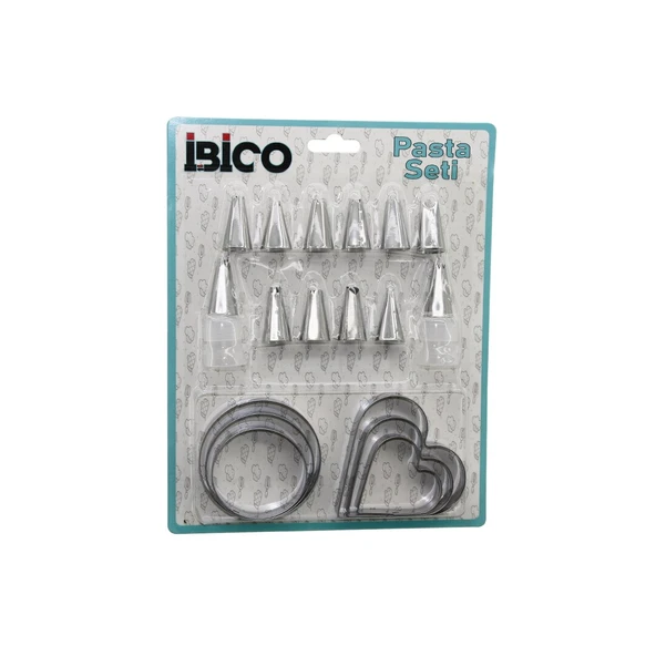 20PCS PASTA SÜSLEME UÇ SETİ= 12-METAL KURABİYE KALIP METAL=3-KALP - 3-YUVARLAK 2-UÇ TUTUCU PLS.ADAPTÖR (5224) ürün görseli 1