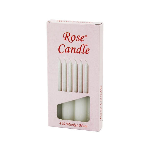 4PCS - KALIN   ÇAP=2CM - UZUNLUK=15CM     BEYAZ KLASİK  MARKET MUM (5224) ürün görseli 1