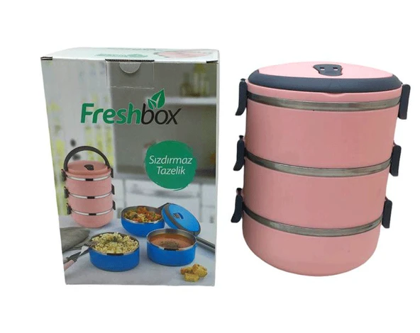 AÇIK PEMBE 3LÜ SEFER TASI SAKLAMA KABI 1.8LT (5224) ürün görseli 1