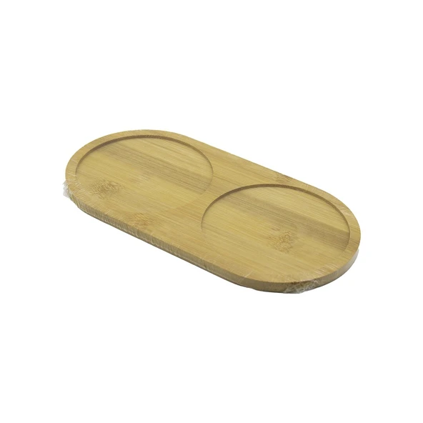 2 BÖLMELİ   OVAL  AHŞAP BAMBU YAĞDANIK ALTLIK  12X24X0.8CM (5224) ürün görseli 1