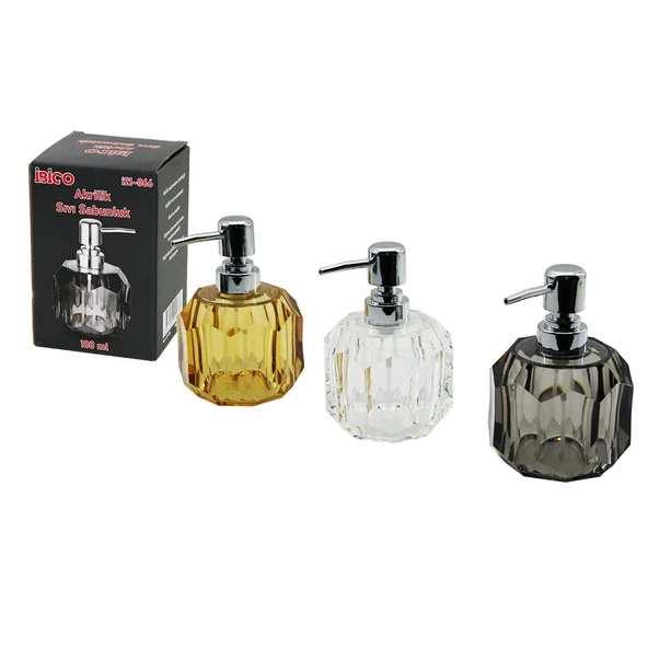 TOMBUL YUVARLAK - PRİZMA  ŞEFFAF - RENKLİ   AKRİLİK - MİKA KRİSTAL  SIVI SABUNLUK  180ML (5224) ürün görseli 1