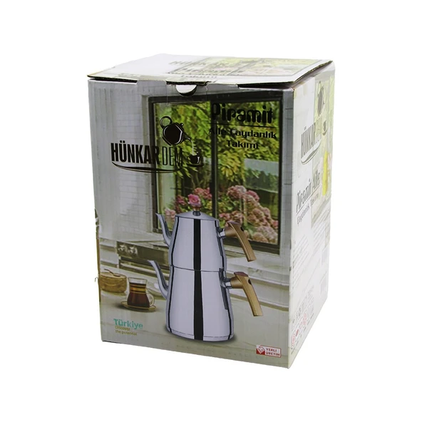 PRAMİT AİLE BOY ÇELİK ÇAYDANLIK SETİ - TAKIMI RENKLİ BAKALİT KULP ÜST DEMLİK: 1.5LT - ALT SULUK: 2.75LT KENDİNDEN SÜZGEÇLİ (5224) ürün görseli 1