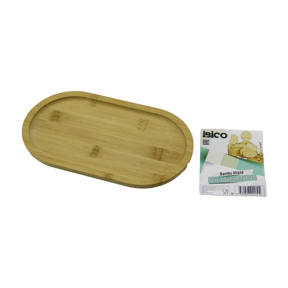 OVAL AHŞAP BAMBU SERVİS SUNUM TEPSİ - TAHTASI MİNİ TEPSİ 25 X 14 X 1.4CM (5224) ürün görseli 1