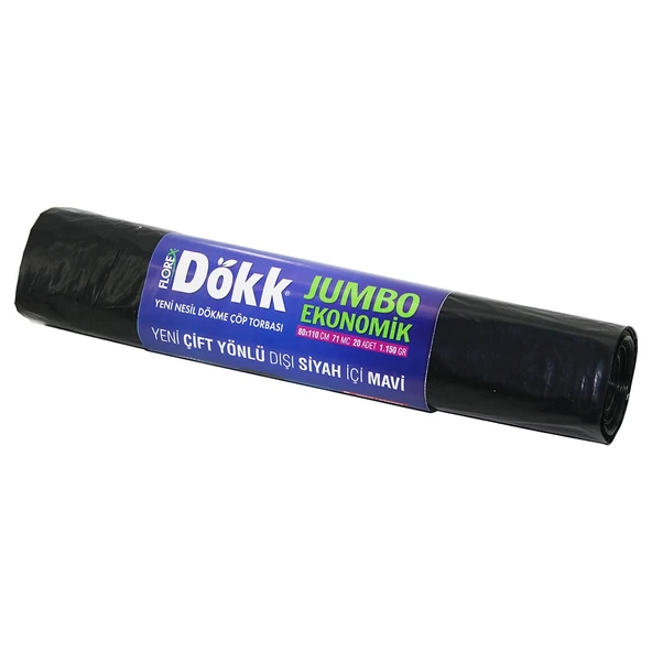 180 ADET FLOREX-619 DÖKK ECO JUMBO ÇİFT YÖNLÜ  20PCS 80X110CM ÇÖP TORBASI 9x20=180 (5224) ürün görseli 1