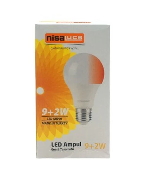 NİSALUCE EAMP-074/BK 9+2W E27 BEYAZ-KIRMIZI LED AMPUL (5224) ürün görseli 1