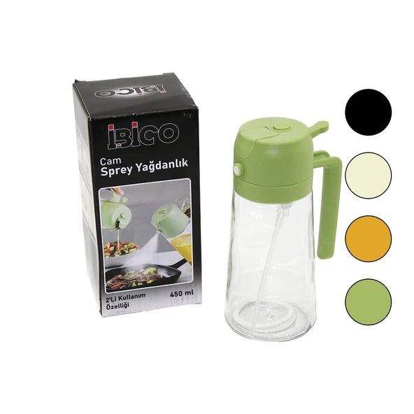 2İN1=SPREYLİ - AKITMALI CAM YAĞDANLIK 450ML KİLİTLİ KAPAKLI - SÜRAHİ MODELİ (5224) ürün görseli 1