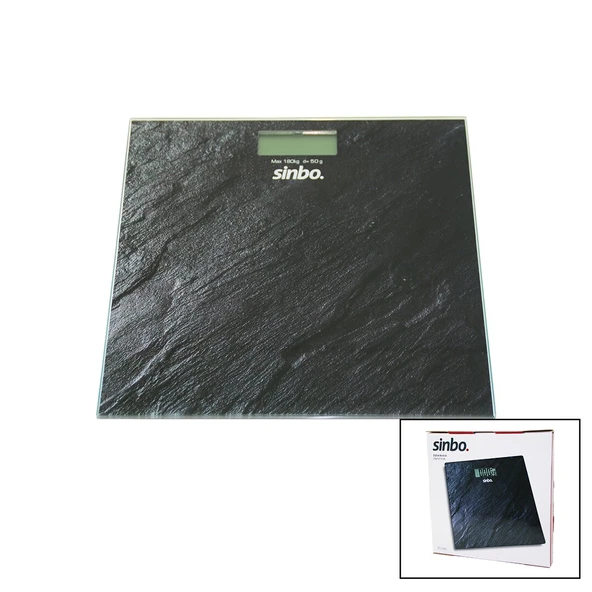 DİJİTAL - PİLLİ  CAM BANYO BASKÜLÜ  LCD EKRAN - SICAKLIK GÖSTERGELİ   180KG/50GR   26X26CM  SİNBO SBS-4450 (5224) ürün görseli 1