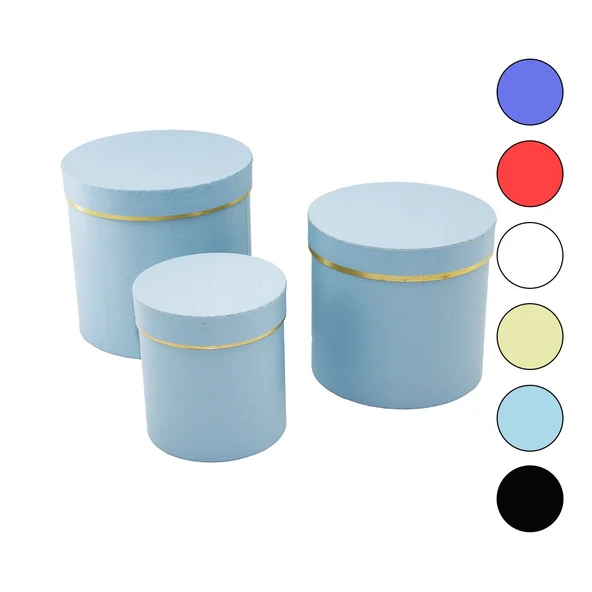 3PCS YUVARLAK MAT RENKLİ - DÜZ RENK KARTON HEDİYE KUTUSU 18-16-12CM (5224) ürün görseli 1