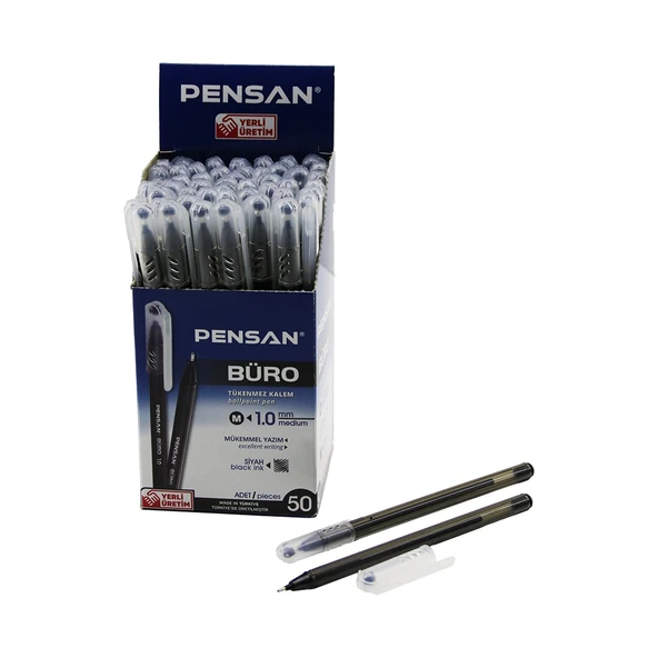 50 ADET PENSAN BÜRO SİYAH TÜKENMEZ KALEM M-MEDİUM - 1.0MM UÇ (5224) ürün görseli 1