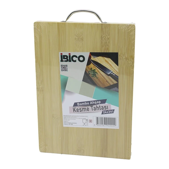 24X34 X 1.7CM LUX AHŞAP BAMBU KESİM PANOSU - KESME TAHTASI METAL KULPLU (5224) ürün görseli 1