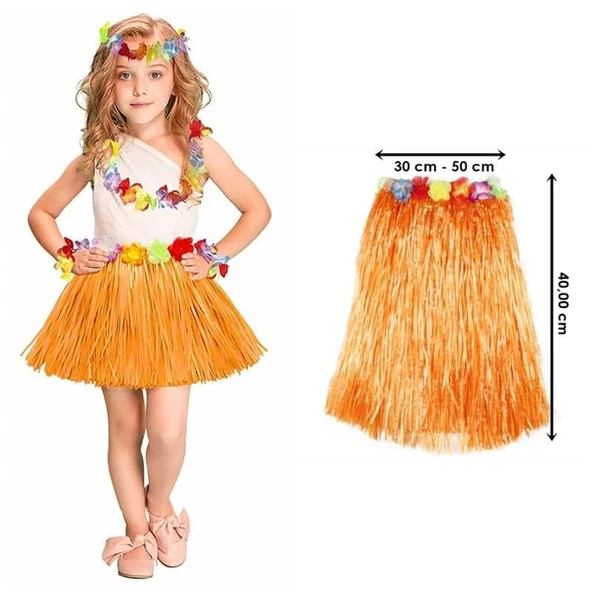 Hawaii Hula Eteği Turuncu Renk 40 cm (5224) ürün görseli 1