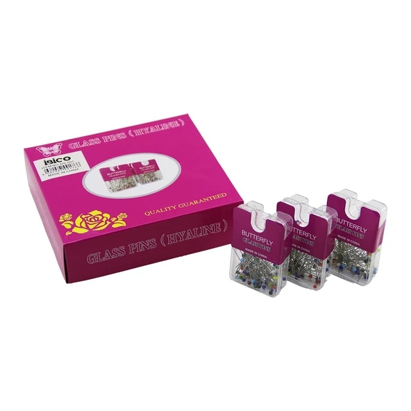 GLASS PINS HYALINE BUTTERFLY 1200 ADET RENKLİ TOPLU BAŞÖRTÜ İĞNESİ ŞEFFAF PLASTİK ASKILIKLI KUTULU (5224) ürün görseli 1