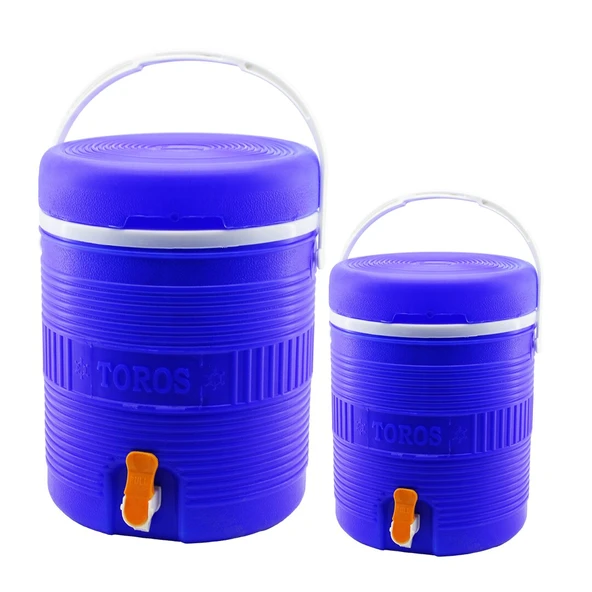 TOROS  2Lİ SET=14+6LT   YUVARLAK   TERMOS   MAVİ PLASTİK  MUSLUKLU - TAŞIMA KULPLU BRKT-501575 (5224) ürün görseli 1