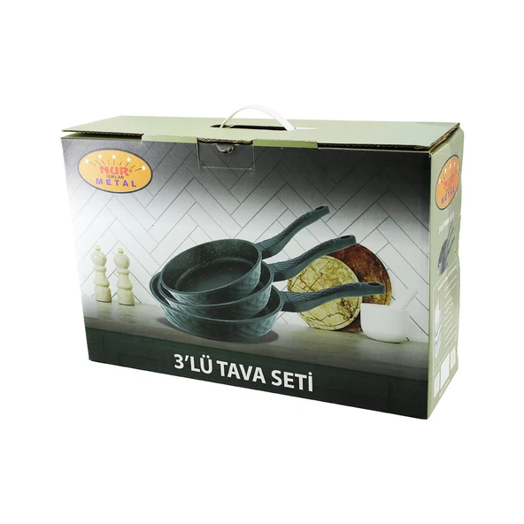 NUR IŞIKLAR METAL 3PCS DÖKÜM TAVA SETİ 20-24-28CM (5224) ürün görseli 1