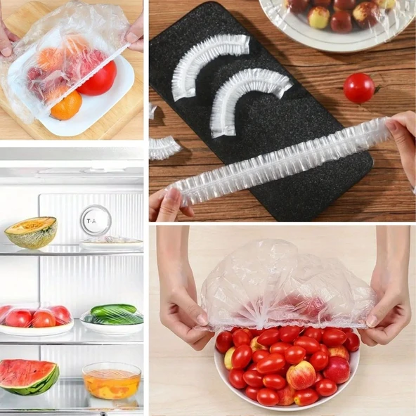 100 Adet Tazeliği Koruyan Tencere ve Tabak Bonesi  Çok Amaçlı Kullan At Tabak Bonesi (5224) ürün görseli 1