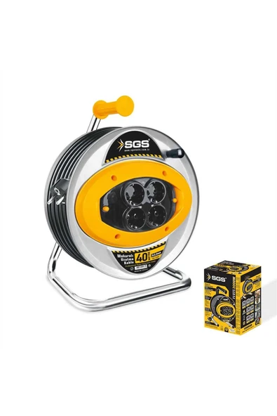 SGS2112 40 Metre Metal Makaralı Uzatma Kablosu 3X2,5 Kablo ürün görseli 1