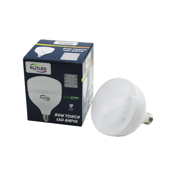 ELİTLED EL-02 12/50 50W TORCH LED BULB AMPUL BEYAZ - 6400K E27 5500 LÜMEN 20.000 SAAT ÖMÜR (5224) ürün görseli 1