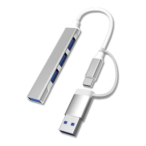 4 Port'lu Bağlantı İstasyonu Ultra İnce USB Bölücü TYPE-C tipi Çoklu Arayüz Adaptörü Multi Usb Çoklayıcı (5224) ürün görseli 1
