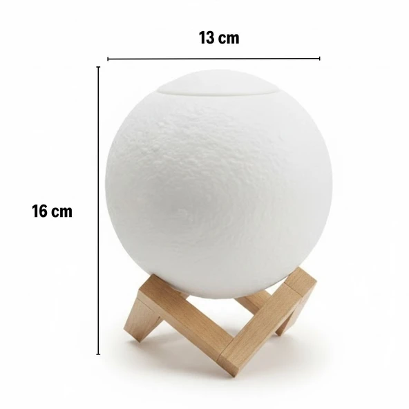 3D Ay Tasarımlı Su Yenilemeli USB Hava Nemlendiricisi – Dokunmatik, 3 Renk Işık Modlu (Gün Işığı / Beyaz / Sarı Işık) Gece Lambası (5224) ürün görseli 1