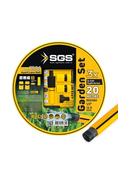 SGS4364 1/2 GARDENFLEX HORTUM 20 MT 4 PCS LANS SETLİ ürün görseli 1