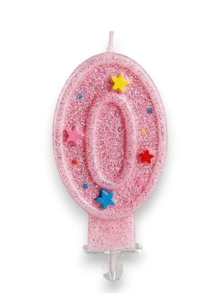 Sıfır Rakamlı Pembe Mum Doğum Günü Pasta Mumu ( 7X3) cm - Sayılı Mum - Pasta Süsü ürün görseli 1