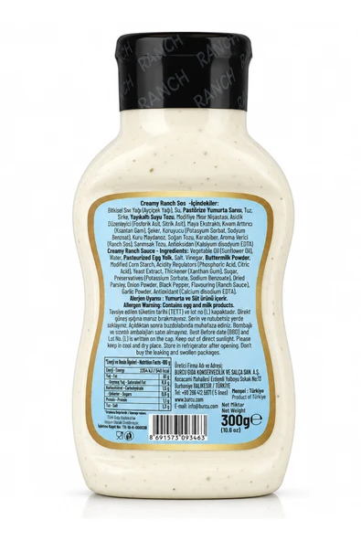 Burcu Creamy Ranch Sos 300 gr - Resim 2