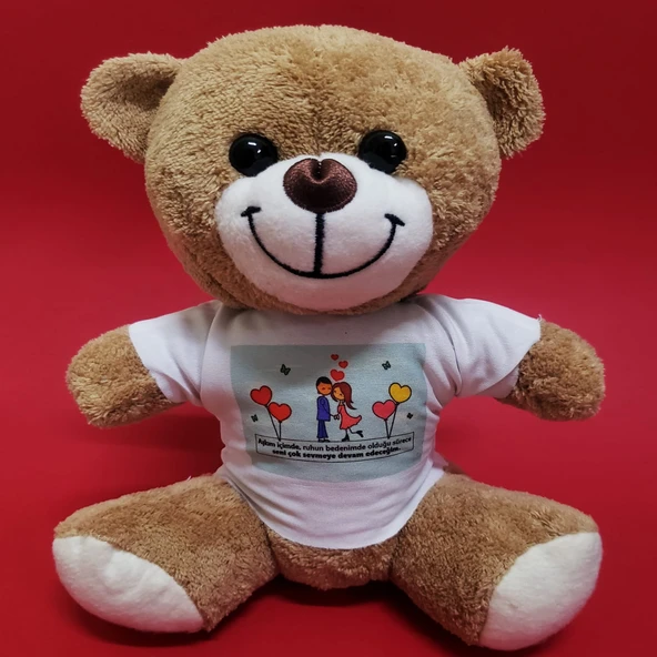 Tişörtlü Kahverengi Peluş Ayıcık ürün görseli 1
