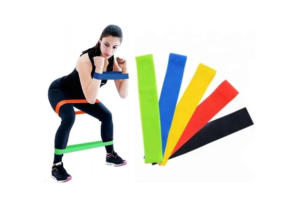 Pilates Squat Aerobik Direnç Lastiği 5 Li Paket ürün görseli 1