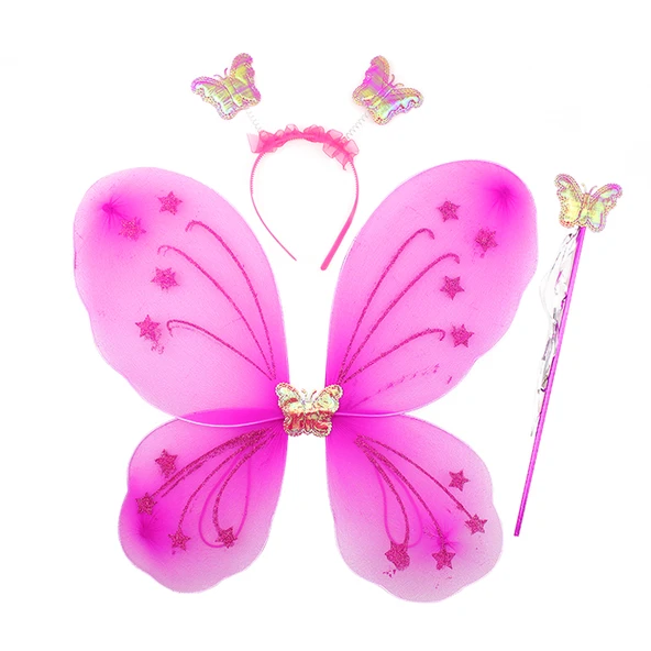 Fuşya Renk Kanadı Tacı ve Sopası 50x37 cm ürün görseli 1