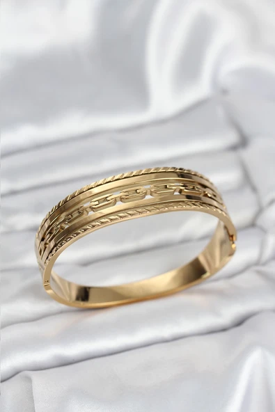 316L Çelik Gold Renk Vintage Model Kadın Kelepçe Bileklik TJ-BB8071 ürün görseli 1
