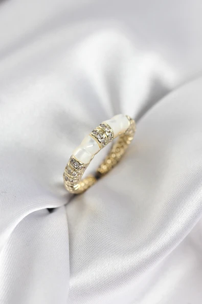 Zirkon Taşlı Kemik Model Gold Renk Kadın Yüzük TJ-BYK3932 ürün görseli 1