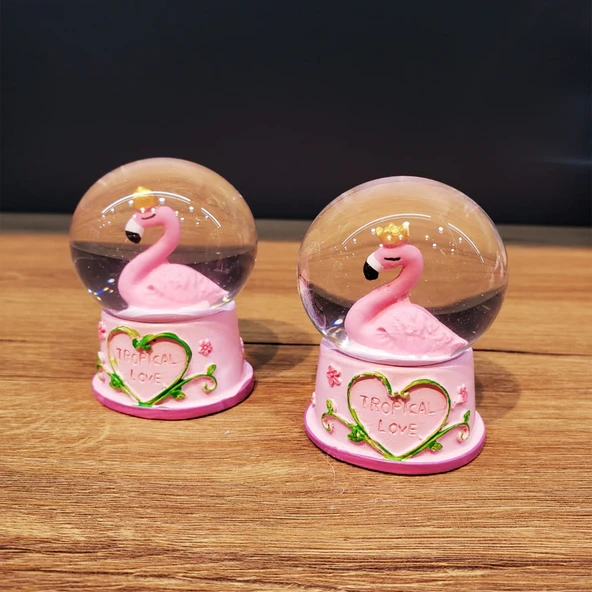 Mini Işıklı Flamingo Kar Küresi 1 Adet ürün görseli 1