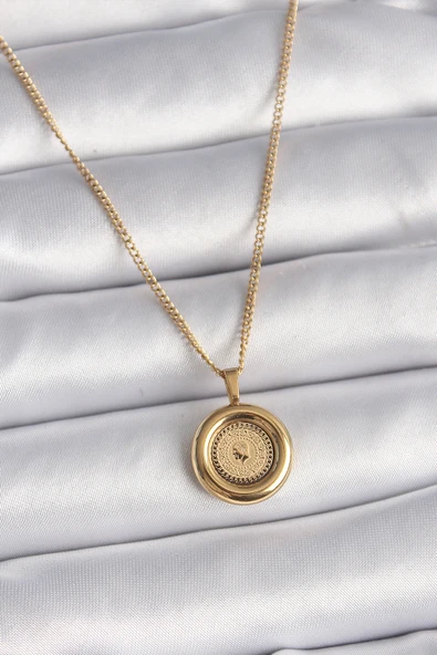 316L Çelik Gold Renk Zincir Gold Model Kadın Kolye TJ-BKO9572 ürün görseli 1