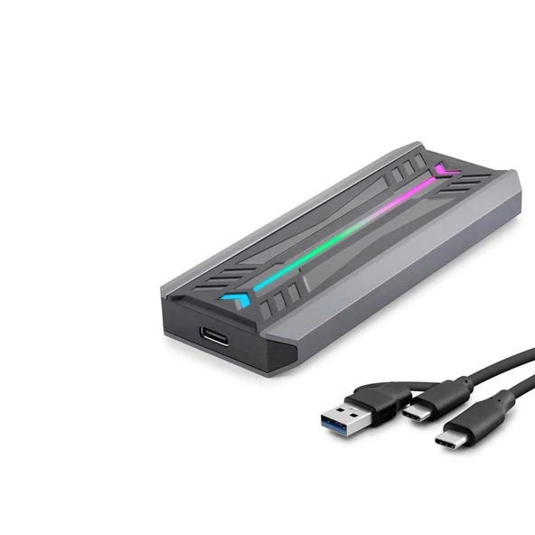 SSD Kutu Type-C 3.1 + Usb3.0 Nvme M2 Chıp Rtl9210 Siyah HDX1775 ürün görseli 1