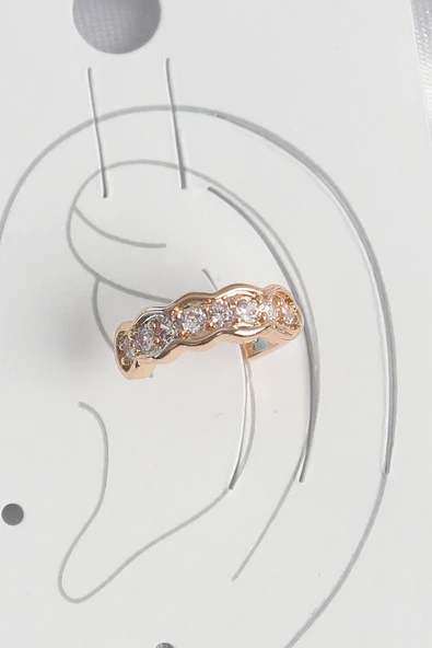 Pirinç Gold Renk Zirkon Taşlı Kadın Kıkırdak Küpe TJ-BKP10571 ürün görseli 1