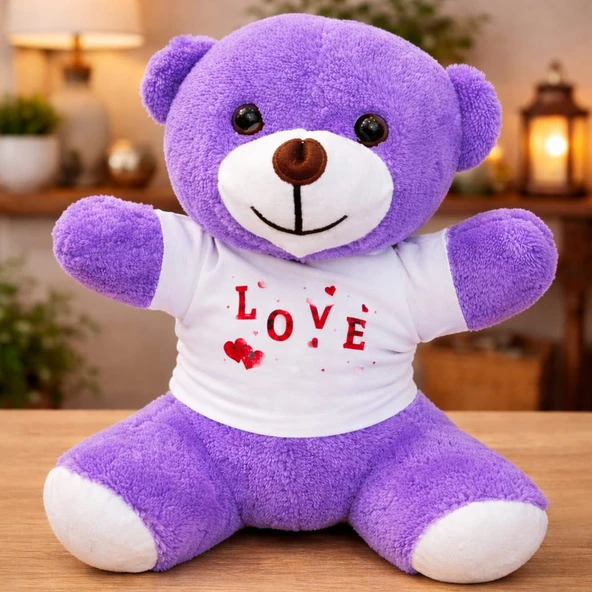 Love Baskılı Tişörtlü Peluş Oyuncak Ayıcık ürün görseli 1