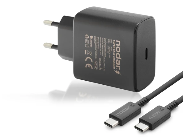 Type-C Pd Hızlı Şarj Seti 45W Usb Adaptörlü - Siyah ND1007 ürün görseli 1