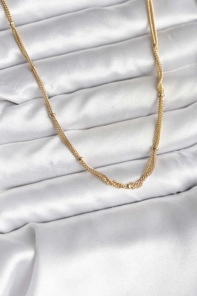 14K Gold Renk Kaplama Topçuk Zincirli Model CM Kadın Kolye TJ-BKO10734 ürün görseli 1