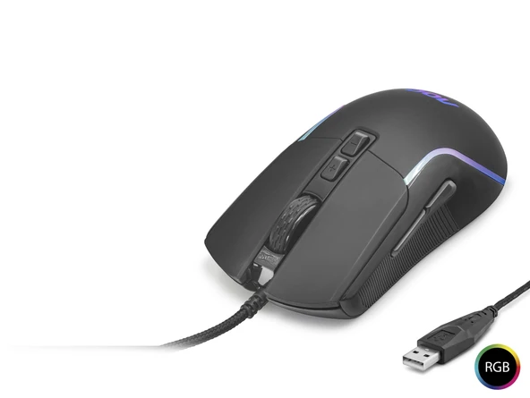 Mouse Optik 1200–2400 Dpi Usb Rgb - Siyah GM170B/LA ürün görseli 1