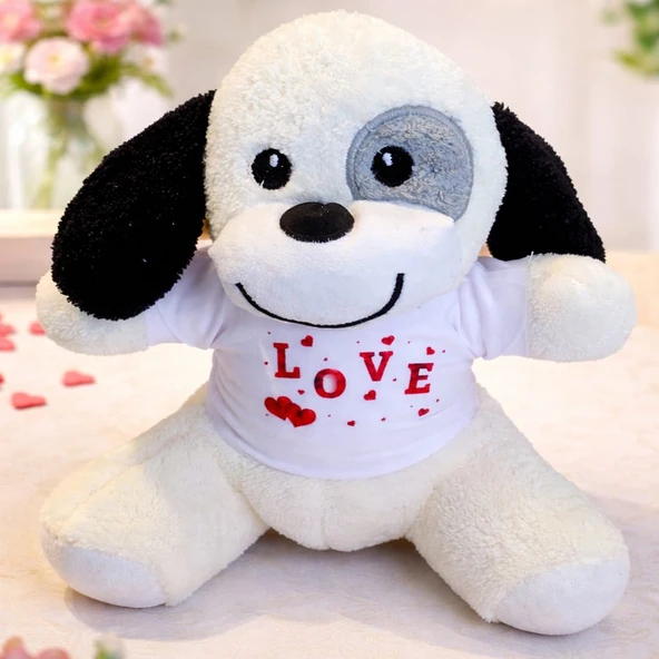 Love Tişörtlü Sevimli Peluş Köpek ürün görseli 1
