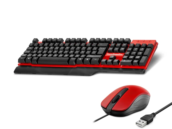 Klavye Ve Mouse Seti - Kırmızı Siyah HD861K ürün görseli 1